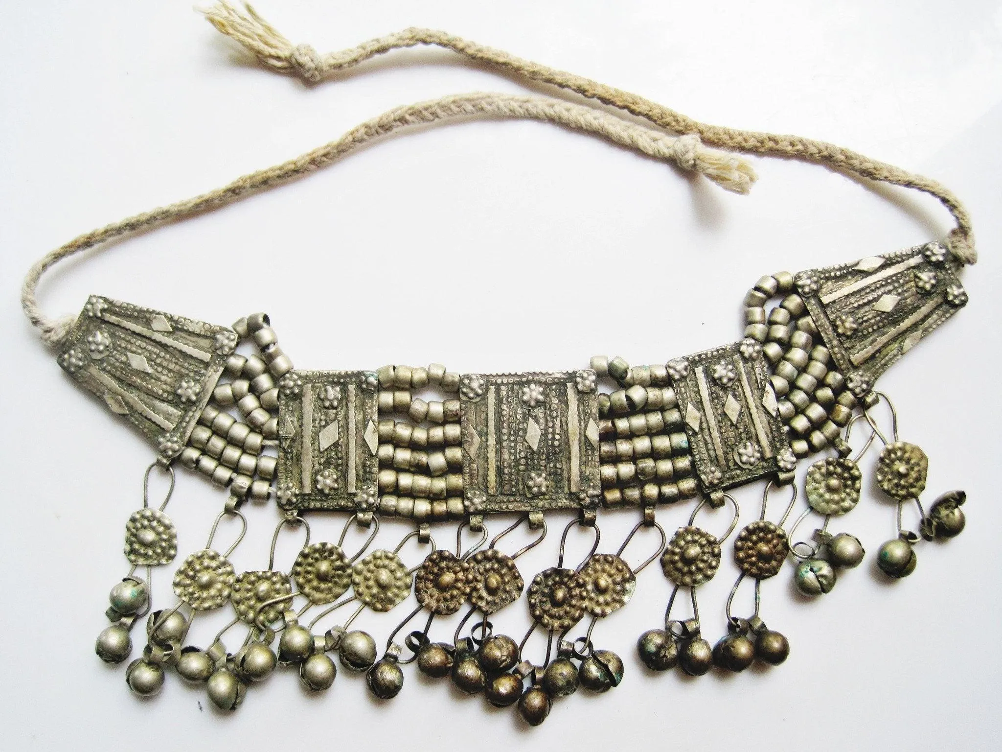Antique Saudi Bedouin Silver Choker Necklace