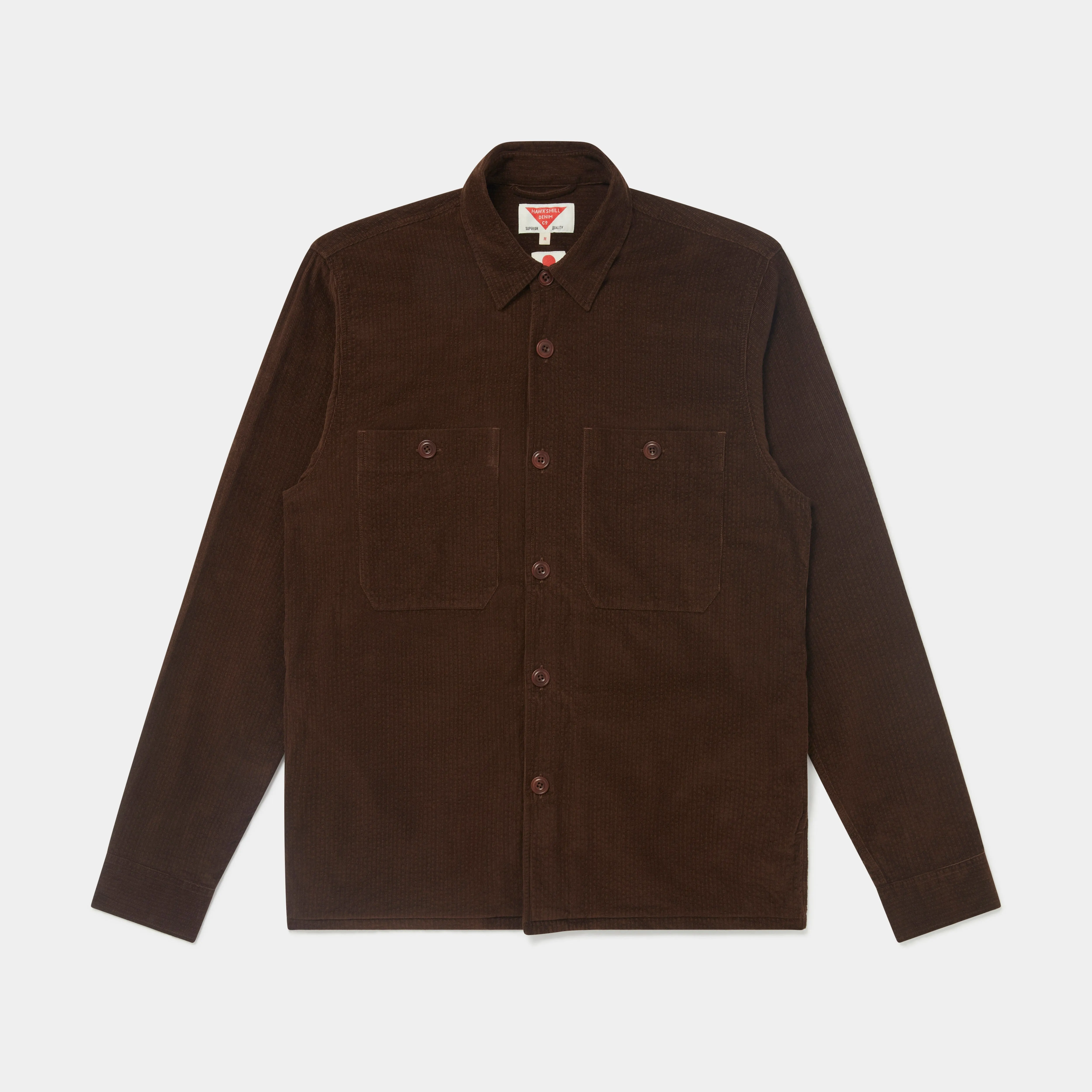 SEERSUCKER CORD POCKET OVERSHIRT (BROWN)