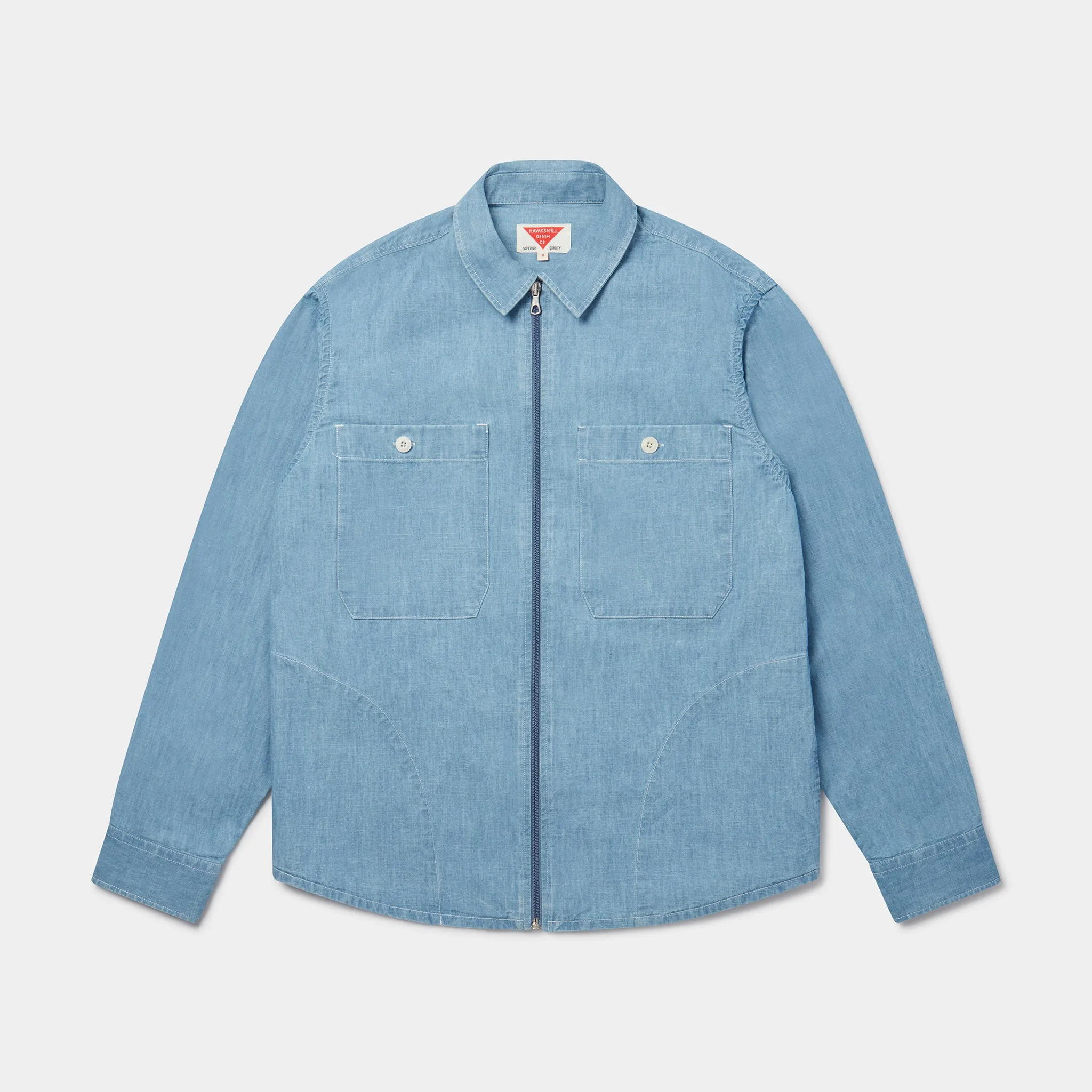 ZIP BLOUSON - ITALIAN CHAMBRAY - LIGHT BLUE INDIGO